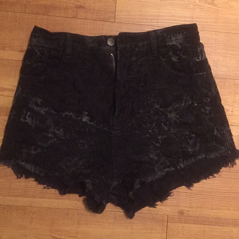 FREE PEOPLE Black high waisted denim shorts
